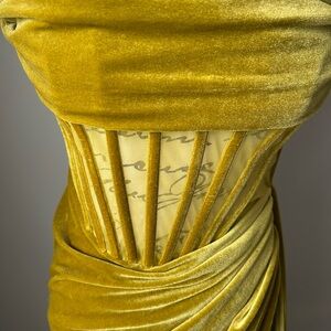 Elegant Gold Velvet Corset Dress